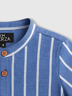 CAMISA RAYAS AZUL CUELLO MAO
