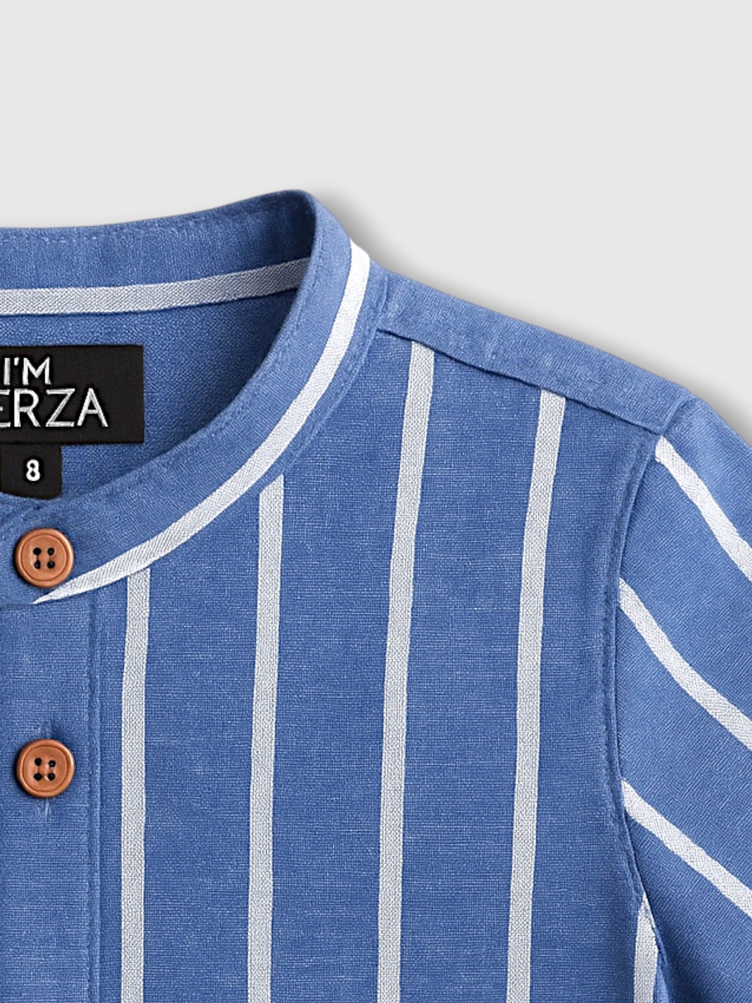 CAMISA RAYAS AZUL CUELLO MAO